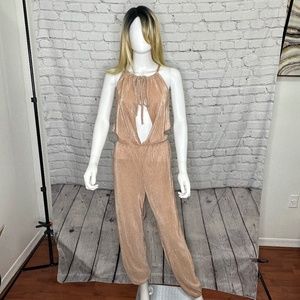 Fashion Nova Rose Gold Tie up Jumpsuit Tie up